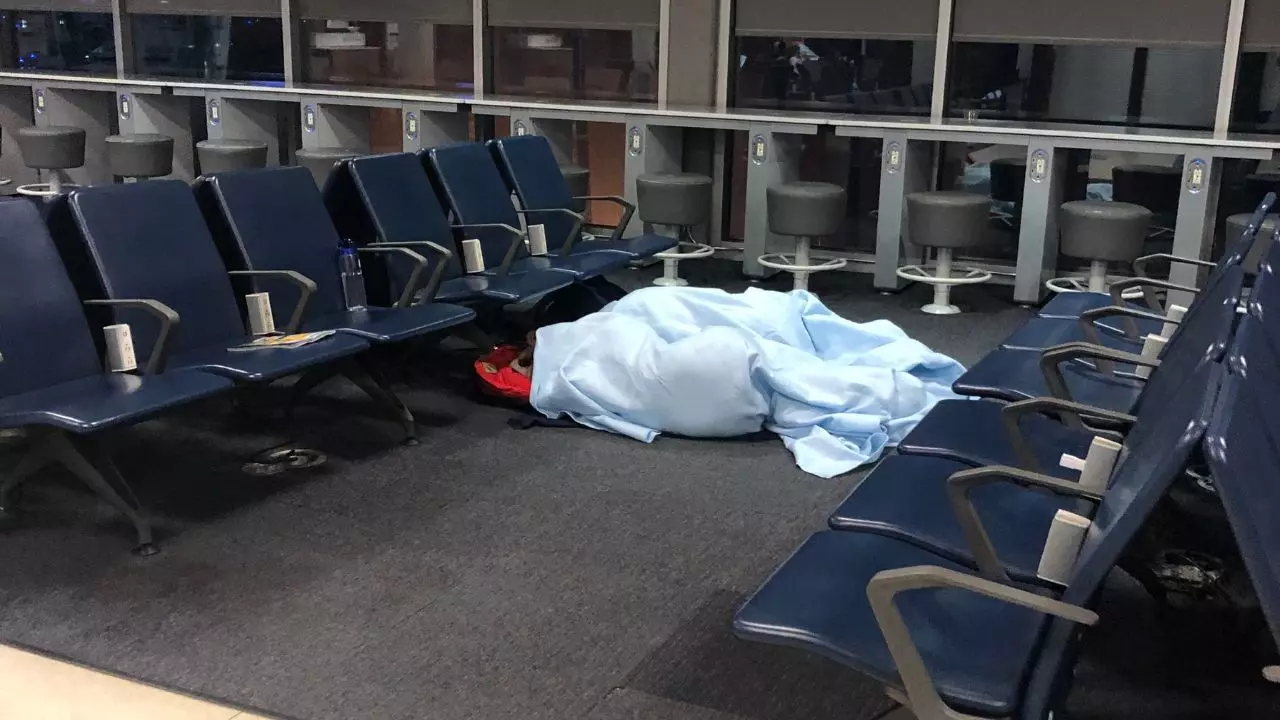 Sleeping In The Terminal At Chicago O'hare Airport